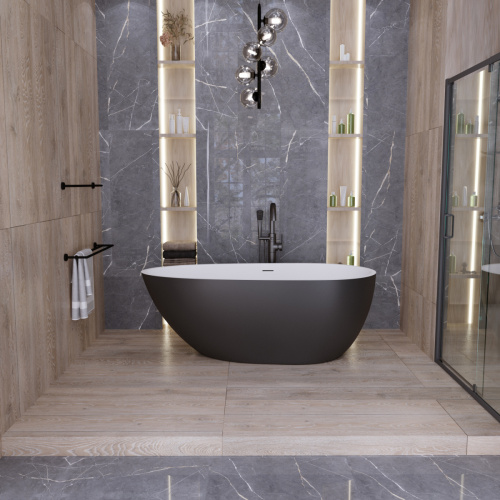 Ванна акриловая Grossman Fly GR-1103MB 160х80 отдельностоящая овальная с ножками - фото 2